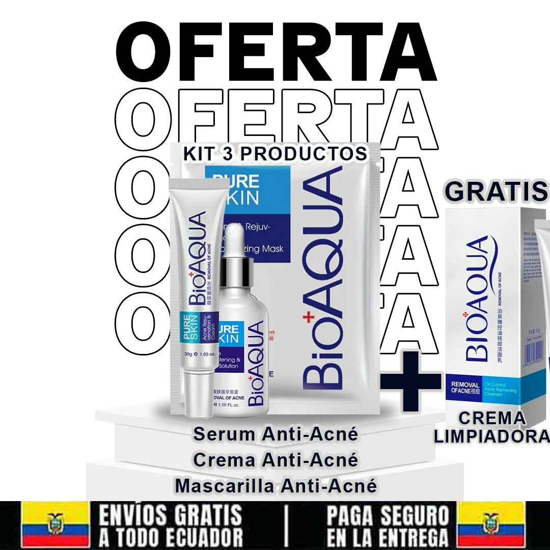 Kit 4X1 Anti Ácne y reduce Secuelas, Manchas y Grasa en el rostro - Ecutienda.store